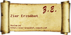Zier Erzsébet névjegykártya